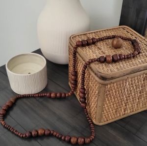 Wood Bead Necklace 42"